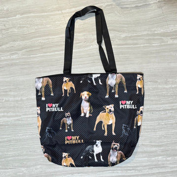 I Love My Pitbull Print Tote Bag