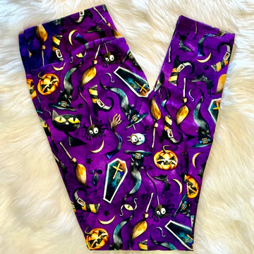 Halloween Essentials Print Purple Soft Leggings
