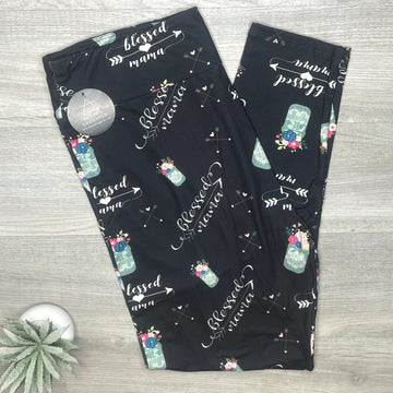 Blessed Mama Print Soft Leggings