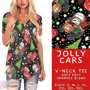 Batch #434 - Magical Christmas - Closes 10/22 - ETA early Dec - Jolly Cars V-Neck Tee