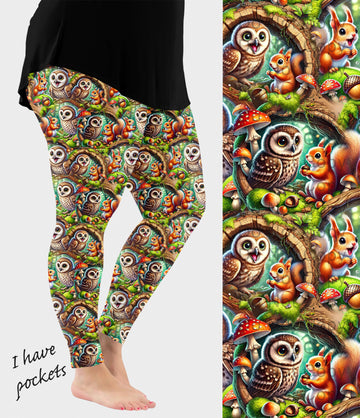 RTS - Joyous Forest Critters Leggings w/ Pockets