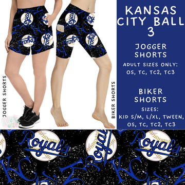Batch #343 - Home Run Collection - Closes 5/22 - ETA mid July - Kansas City Ball 3 Biker & Jogger Shorts