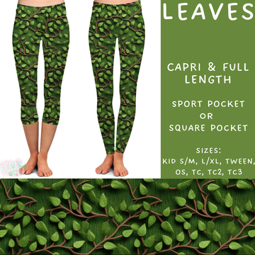 Ready To Ship - Leaves Full Length Leggings - Square TC