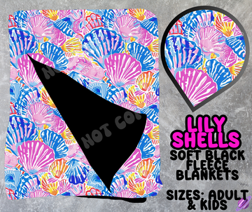 LILY SHELLS - SOFT BLACK FLEECE THROWS 10 - PREORDER CLOSING 5/4