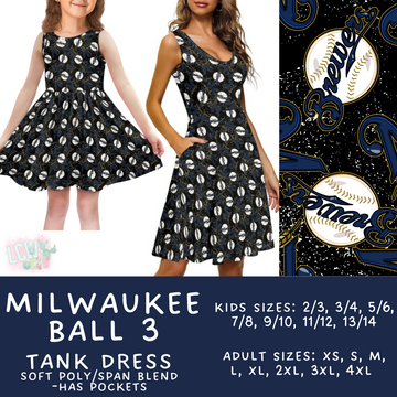 Batch #343 - Home Run Collection - Closes 5/22 - ETA mid July - Milwaukee Ball 3 Women's & Girl's Tank Dress