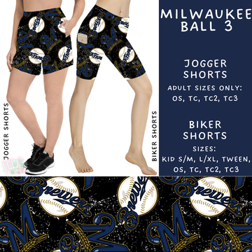 Batch #343 - Home Run Collection - Closes 5/22 - ETA mid July - Milwaukee Ball 3 Biker & Jogger Shorts
