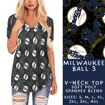 Batch #343 - Home Run Collection - Closes 5/22 - ETA mid July - Milwaukee Ball 3 V-Neck Tee