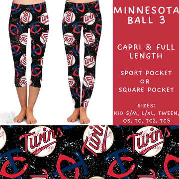 Batch #343 - Home Run Collection - Closes 5/22 - ETA mid July - Minnesota Ball 3 Full and Capri Length Leggings
