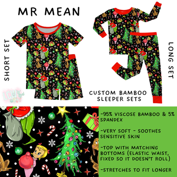 Batch #438 - Little Dreamers Christmas 2 - Closes 10/29 - ETA early Dec - Mr Mean Bamboo Short and Long Sleeper Set