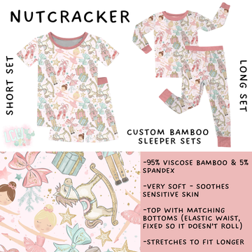 Batch #438 - Little Dreamers Christmas 2 - Closes 10/29 - ETA early Dec - Nutcracker Bamboo Short and Long Sleeper Set