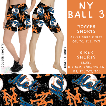 Batch #343 - Home Run Collection - Closes 5/22 - ETA mid July - NY Ball 3 Biker & Jogger Shorts