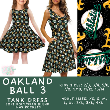 Batch #343 - Home Run Collection - Closes 5/22 - ETA mid July - Oakland Ball 3 Women's & Girl's Tank Dress