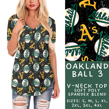 Batch #343 - Home Run Collection - Closes 5/22 - ETA mid July - Oakland Ball 3 V-Neck Tee