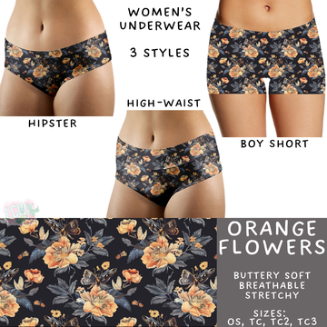 Batch #340 - Comfortable Underwear 4 - Closes 5/16 - ETA early July - Orange Flowers Women's Underwear