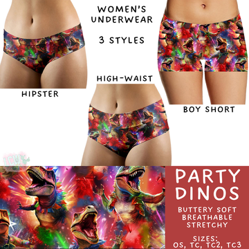 Batch #340 - Comfortable Underwear 4 - Closes 5/16 - ETA early July - Party Dinos Women's Underwear