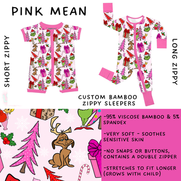 Batch #438 - Little Dreamers Christmas 2 - Closes 10/29 - ETA early Dec - Pink Mean Short and Long Zippy Sleeper