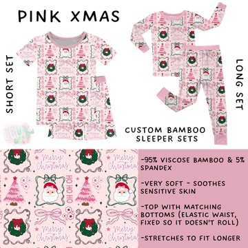 Batch #438 - Little Dreamers Christmas 2 - Closes 10/29 - ETA early Dec - Pink Xmas Bamboo Short and Long Sleeper Set
