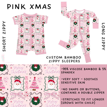 Batch #438 - Little Dreamers Christmas 2 - Closes 10/29 - ETA early Dec - Pink Xmas Short and Long Zippy Sleeper