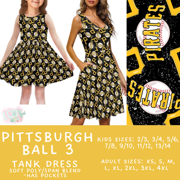 Batch #343 - Home Run Collection - Closes 5/22 - ETA mid July - Pittsburgh Ball 3 Women's & Girl's Tank Dress