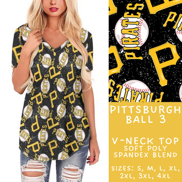 Batch #343 - Home Run Collection - Closes 5/22 - ETA mid July - Pittsburgh Ball 3 V-Neck Tee