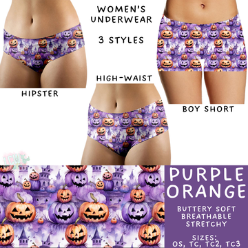 Ready to Ship - Purple Orange Women's Underwear - Boy Short TC - Hipster OS