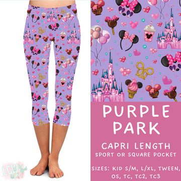 Ready to Ship - Purple Park Capri Length Leggings - OS, TC & TC2 Square Pockets