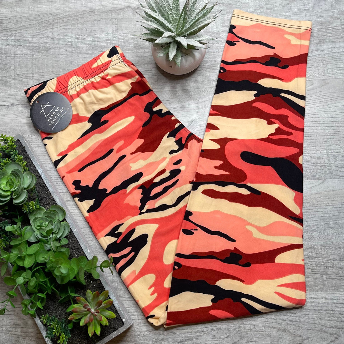 Orange Camo Print Leggings