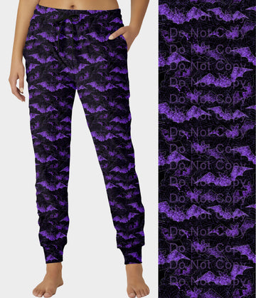 RTS - Purple Grunge Bats Joggers