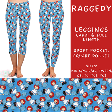 Ready To Ship - Raggedy - Full Length Leggings Sport TC2 - Capri Square TC2