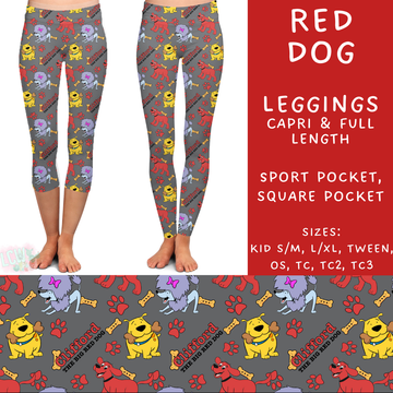 Ready To Ship - Red Dog - Full Length Leggings No Pocket TC - Sport TC - Square TC