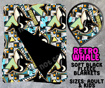 RETRO WHALE - SOFT BLACK FLEECE THROWS 10 - PREORDER CLOSING 5/4