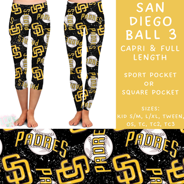 Batch #343 - Home Run Collection - Closes 5/22 - ETA mid July - San Diego Ball 3 Full and Capri Length Leggings