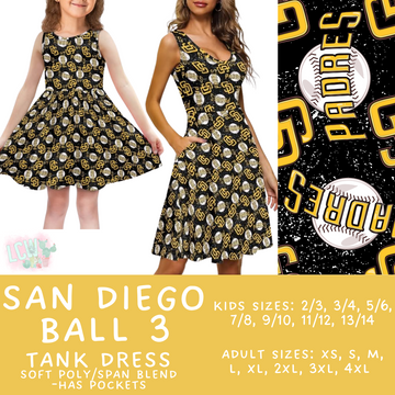 Batch #343 - Home Run Collection - Closes 5/22 - ETA mid July - San Diego Ball 3 Women's & Girl's Tank Dress