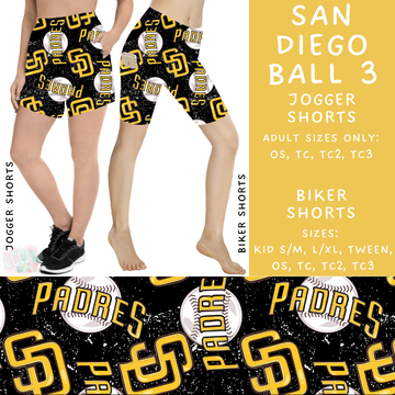 Batch #343 - Home Run Collection - Closes 5/22 - ETA mid July - San Diego Ball 3 Biker & Jogger Shorts
