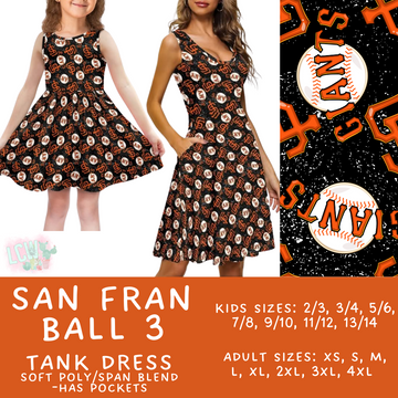 Batch #343 - Home Run Collection - Closes 5/22 - ETA mid July - San Fran Ball 3 Women's & Girl's Tank Dress