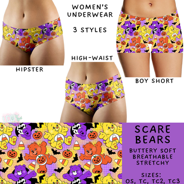 Ready To Ship - Scare Bears Women's Underwear - Boy Short OS & TC