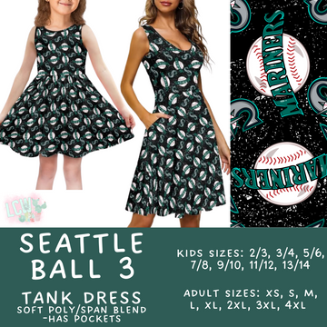Batch #343 - Home Run Collection - Closes 5/22 - ETA mid July - Seattle Ball 3 Women's & Girl's Tank Dress