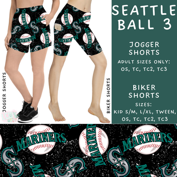 Batch #343 - Home Run Collection - Closes 5/22 - ETA mid July - Seattle Ball 3 Biker & Jogger Shorts