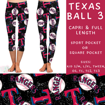 Batch #343 - Home Run Collection - Closes 5/22 - ETA mid July - Texas Ball 3 Full and Capri Length Leggings