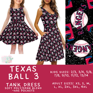 Batch #343 - Home Run Collection - Closes 5/22 - ETA mid July - Texas Ball 3 Women's & Girl's Tank Dress