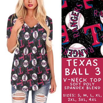 Batch #343 - Home Run Collection - Closes 5/22 - ETA mid July - Texas Ball 3 V-Neck Tee