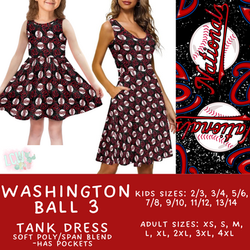 Batch #343 - Home Run Collection - Closes 5/22 - ETA mid July - Washington Ball 3 Women's & Girl's Tank Dress