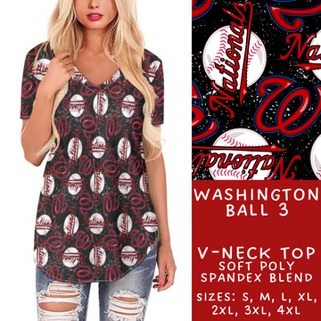 Batch #343 - Home Run Collection - Closes 5/22 - ETA mid July - Washington Ball 3 V-Neck Tee