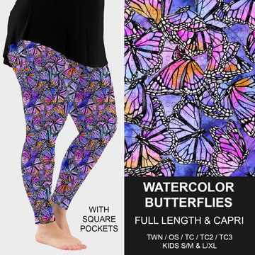 B227 - Preorder Watercolor Butterflies Leggings w/ Pockets (Closes 5/04. ETA: mid July)