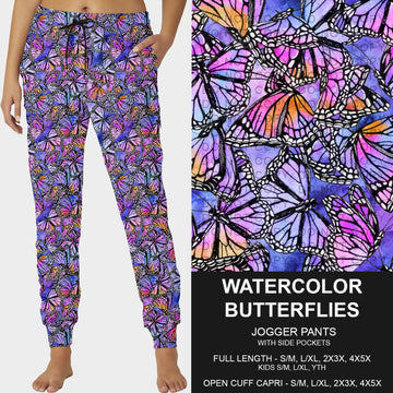 B227- Preorder Watercolor Butterflies Joggers (Closes 5/04. ETA: mid July)