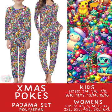 Batch #431 - Character Christmas Pajamas - Closes 10/16 - ETA late Nov - Xmas Pokes Women's & Kid's Pajama Set