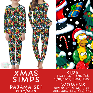 Batch #431 - Character Christmas Pajamas - Closes 10/16 - ETA late Nov - Xmas Simps Women's & Kid's Pajama Set
