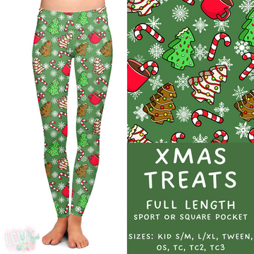 Ready To Ship - Xmas Treats Full Length Leggings - OS, TC & TC2 Sport Pockets & TC2 Square Pocket