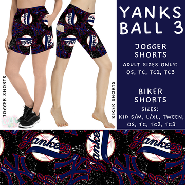 Batch #343 - Home Run Collection - Closes 5/22 - ETA mid July - Yanks Ball 3 Biker & Jogger Shorts
