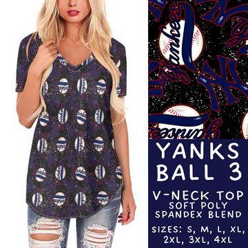 Batch #343 - Home Run Collection - Closes 5/22 - ETA mid July - Yanks Ball 3 V-Neck Tee